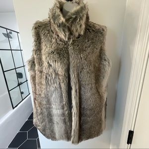 Grey and white Faux Fur Soft Vest with Lining XXL